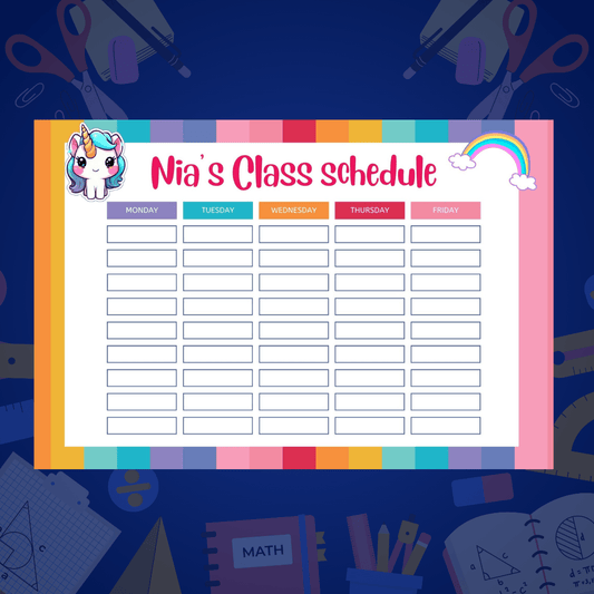 Erasable Personalised Time Table - Chatterbox Labels - Personalized Stationery