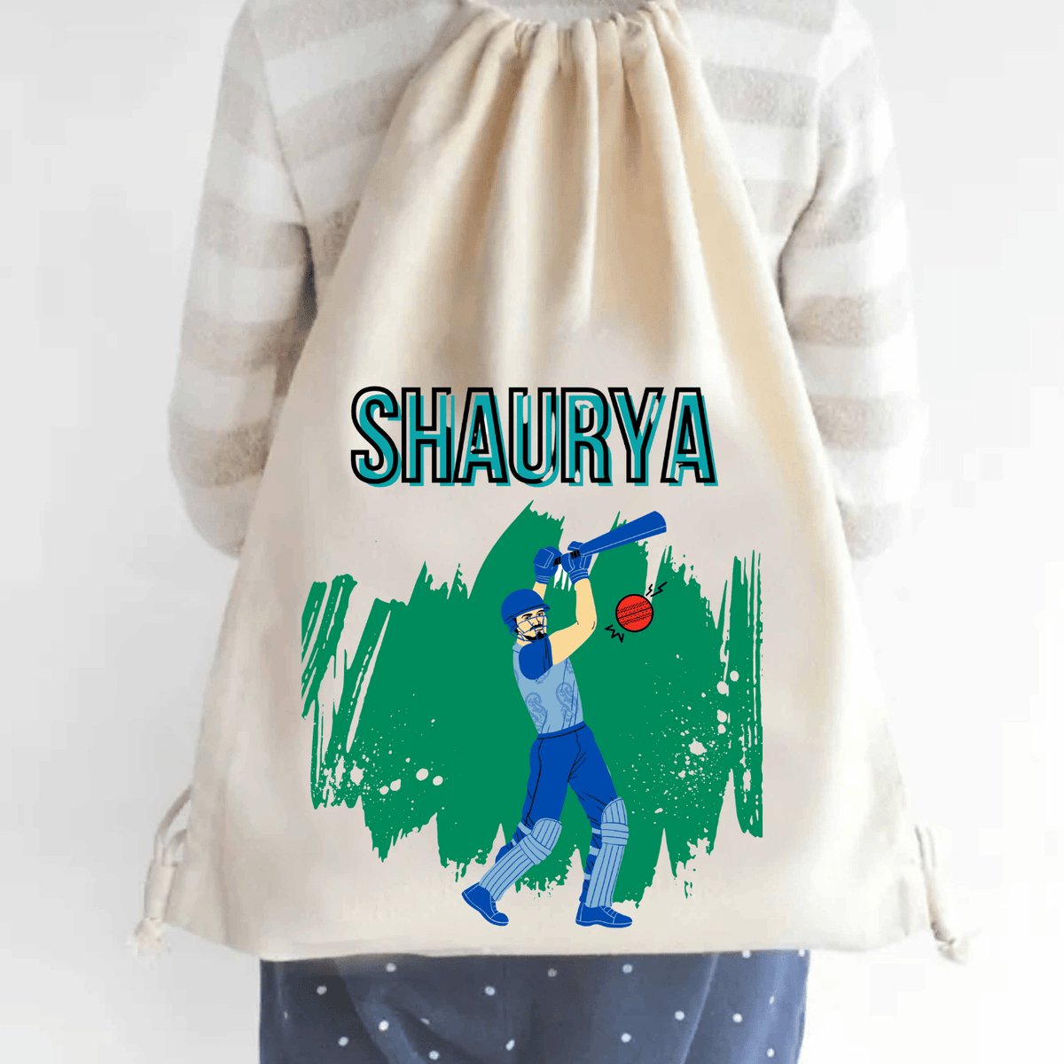 Custom Drawstring Bag - Cricket Crew - Chatterbox Labels - Drawstring Bag