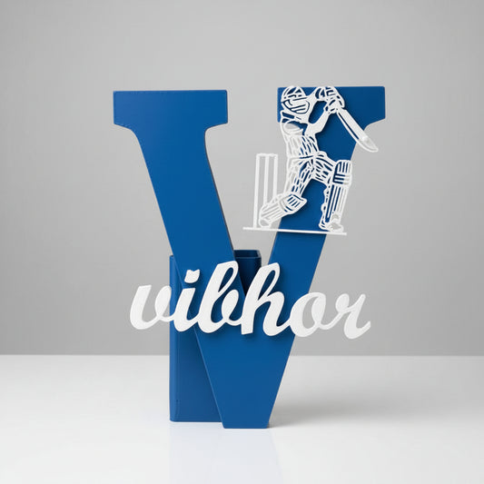 Personalised Name Stand & Pen Holder Cricket Theme - Chatterbox Labels-3D Printed Gifts