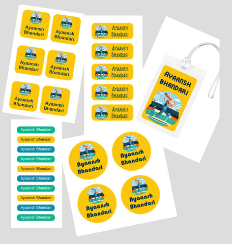 Assorted Waterproof Labels - Cricket Theme Chatterbox Labels