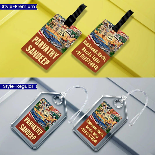 Custom Luggage Tags - Route66 Design - Chatterbox Labels - Luggage Tags
