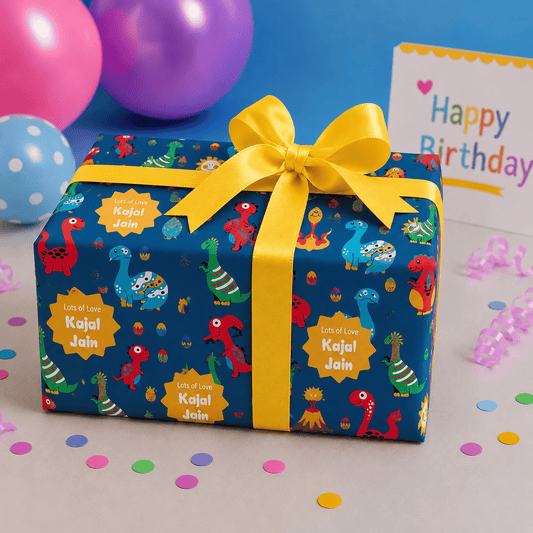 Custom Gift Wrapping Paper for Kids - Dino Land - Chatterbox Labels - Wrapping Paper