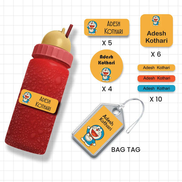 Assorted Shapes Waterproof Labels - Doraemon Theme - Chatterbox Labels - Personalised Waterproof Stickers - Opaque