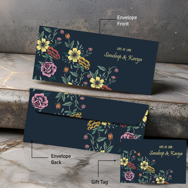 Personalised Money Envelopes - Dark Floral Theme - Chatterbox Labels - Envelopes