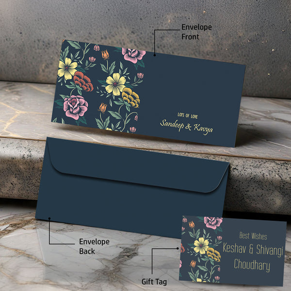 Personalised Money Envelopes - Dark Floral Theme - Set of 20
