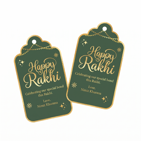 Custom Happy Rakhi Gold Foil Gift Tags