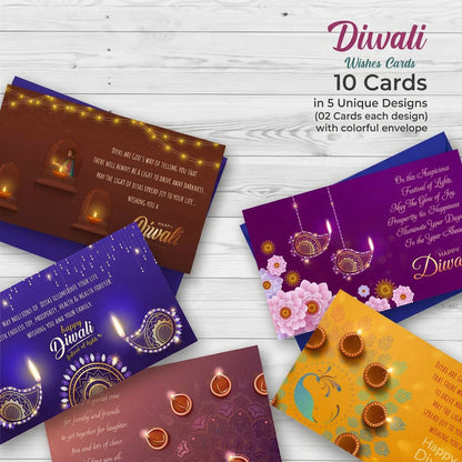 Diwali Glow Greeting Cards with Envelopes – Set of 10