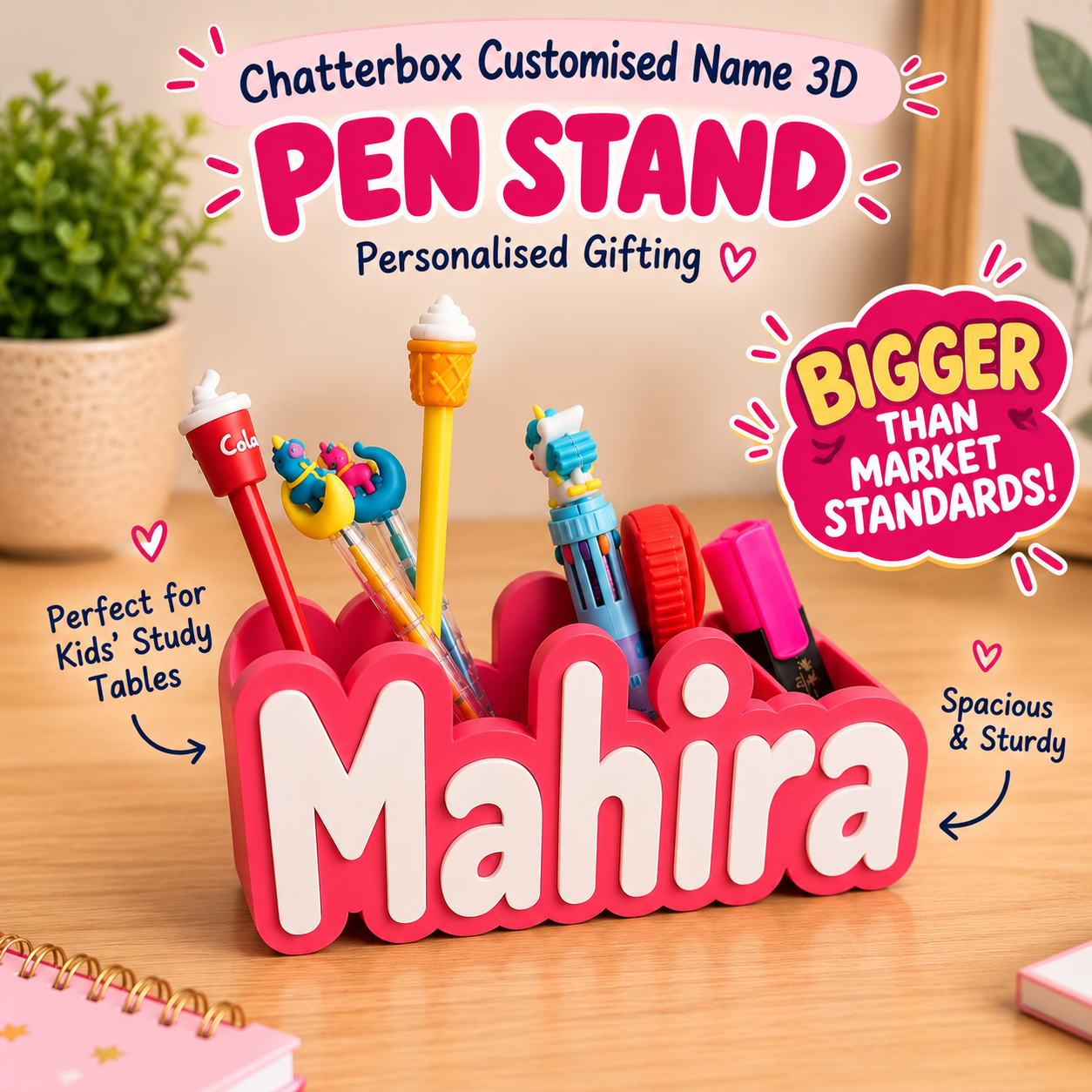 Personalised Name Pen Stand & Desk Organiser