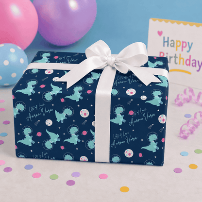 Custom Gift Wrapping Paper for Kids - Dino Theme - Chatterbox Labels - Wrapping Paper