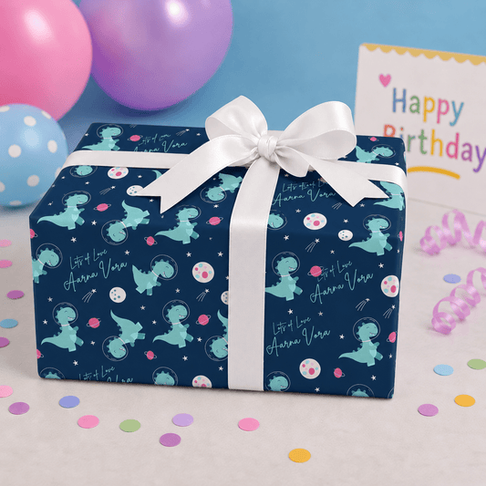 Custom Gift Wrapping Paper for Kids - Dino Theme - Chatterbox Labels - Wrapping Paper