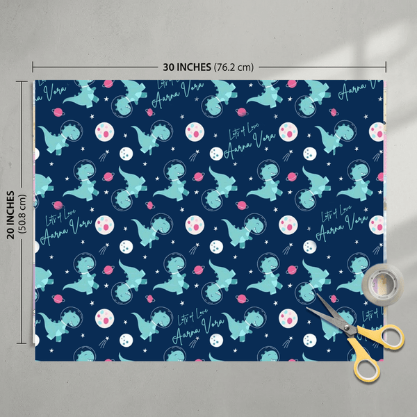 Custom Gift Wrapping Paper for Kids - Dino Theme - Chatterbox Labels - Wrapping Paper