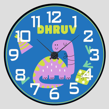 Personalised Acrylic Wall Clock - Dino Hour - Chatterbox Labels - Wall Clock
