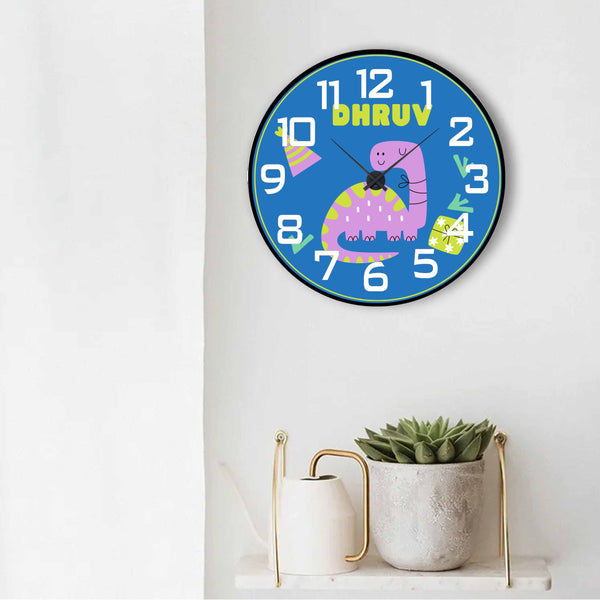 Personalised Wall Clock - Dino Hour Chatterbox Labels