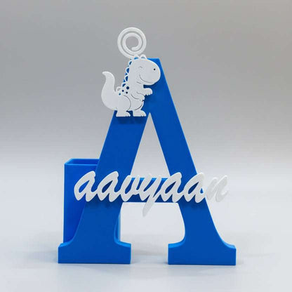 Personalised Name Stand & Pen Holder Dino Theme - Chatterbox Labels-3D Printed Gifts
