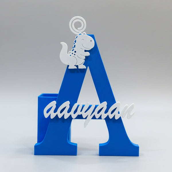 Personalised Name Stand & Pen Holder Dino Theme