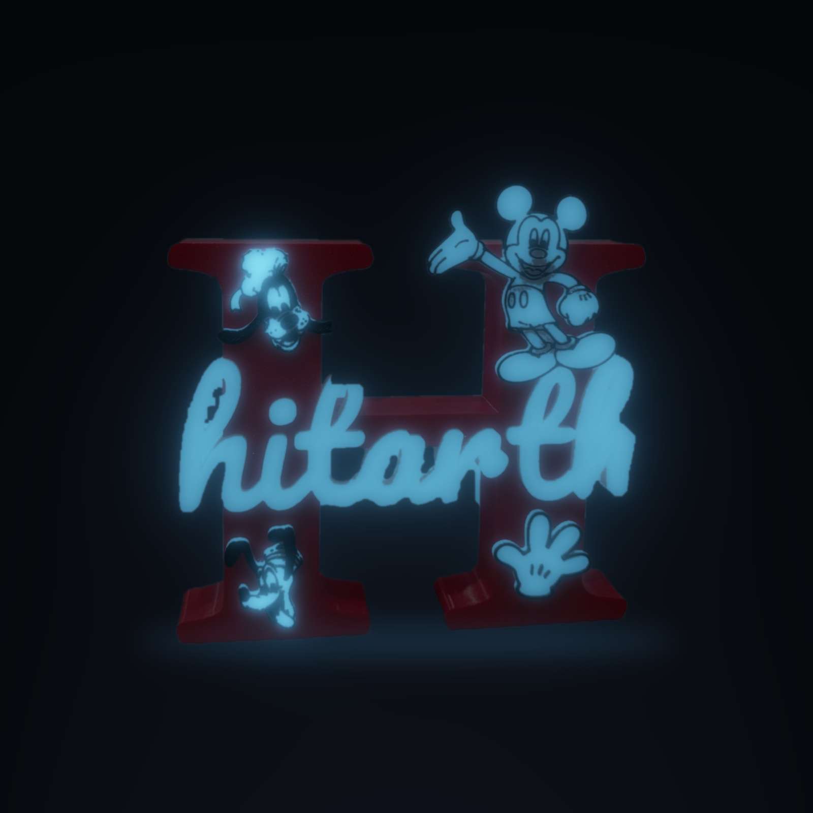 Disney Theme Personalised Name Stand Glow In The Dark