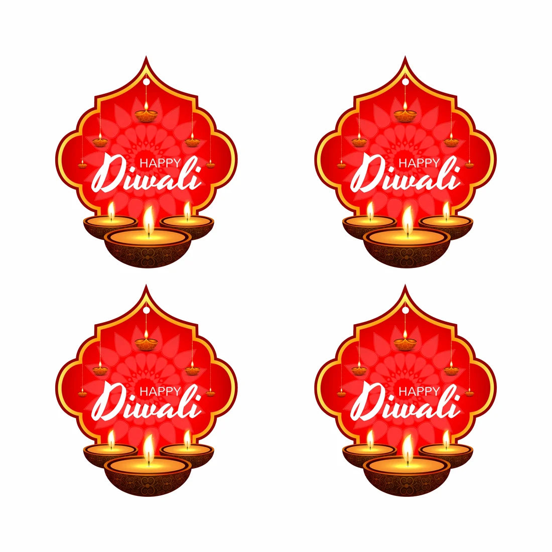 Happy Diwali Diya Shape Gift Tags