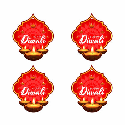 Happy Diwali Diya Shape Gift Tags