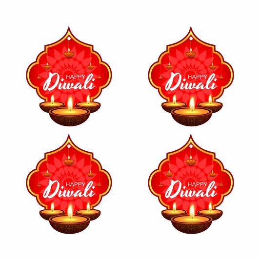 Happy Diwali Diya Shape Gift Tags