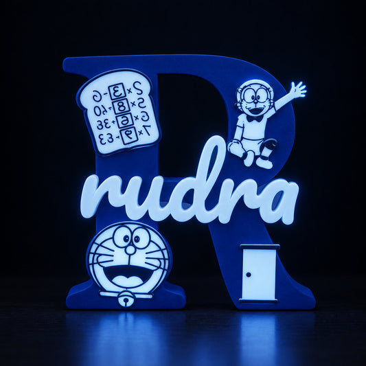 Doraemon Theme Personalised Name Stand Glow In The Dark