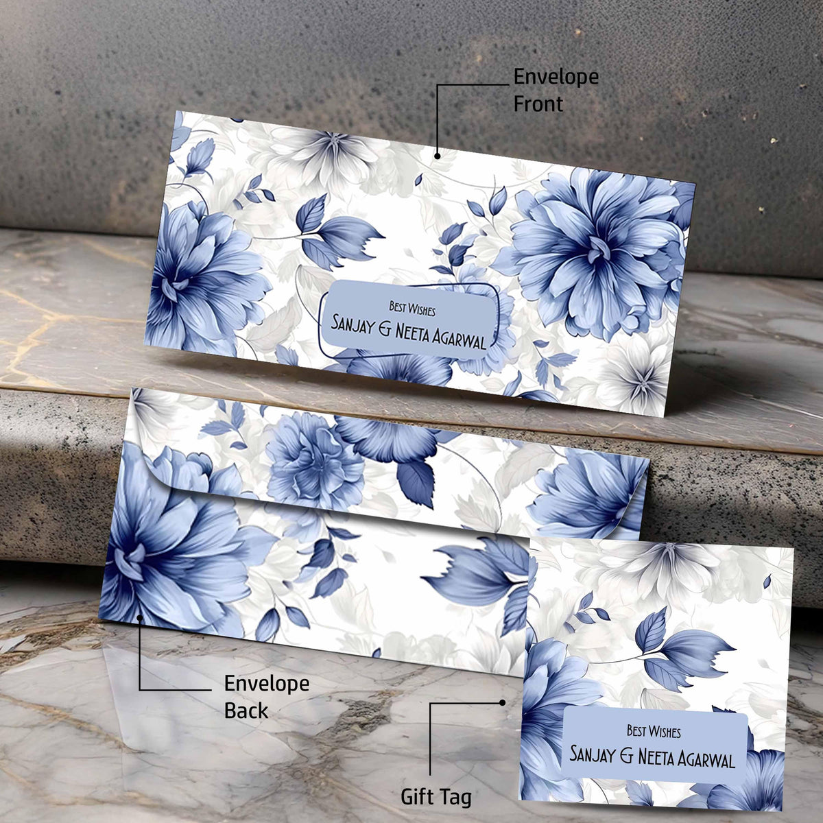 Personalised Money Envelopes - Dusky Blooms - Set of 20 - Chatterbox Labels - Envelopes