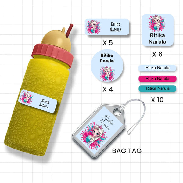 Assorted Shapes Waterproof Labels - Frozen Theme - Chatterbox Labels - Personalised Waterproof Stickers - Opaque