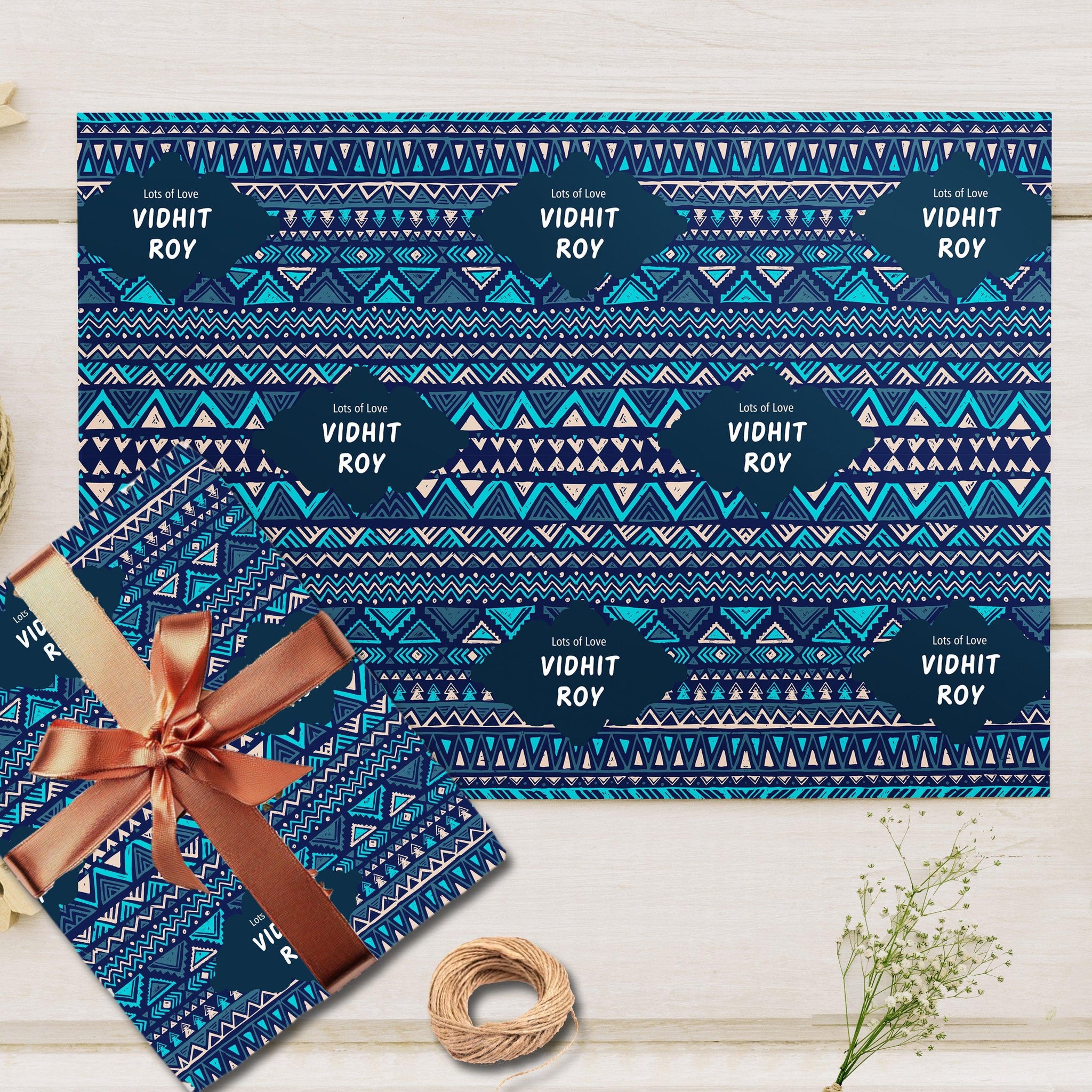 Custom Gift Wrapping Paper - Electric Azul Design