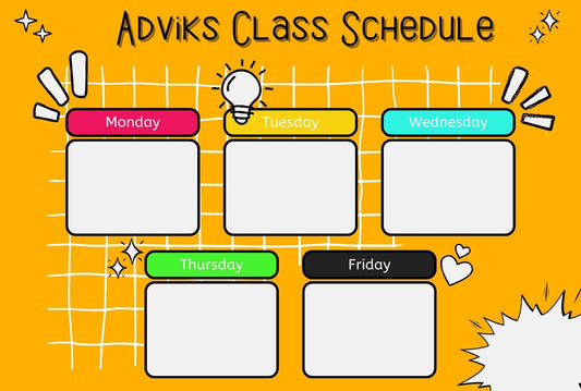 Erasable Personalised Time Table - Chatterbox Labels - Personalized Stationery
