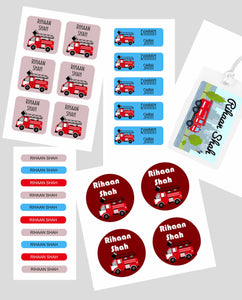 Assorted Waterproof Labels - Fire Engine Theme Chatterbox Labels