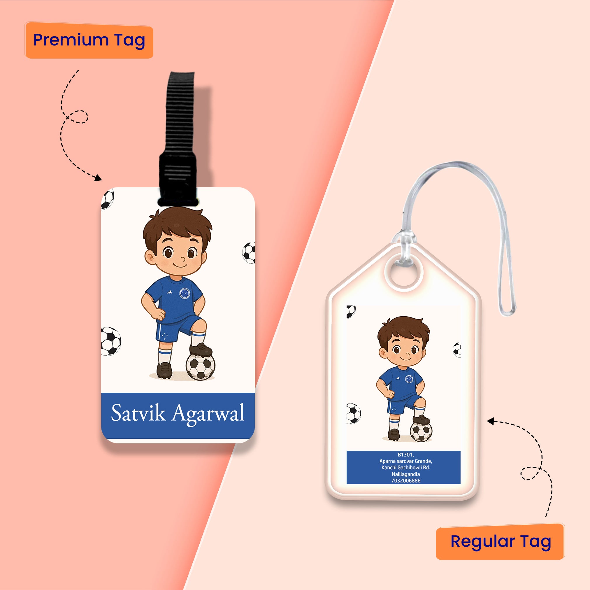 Personalized Bag Tags for Kids - Football Design