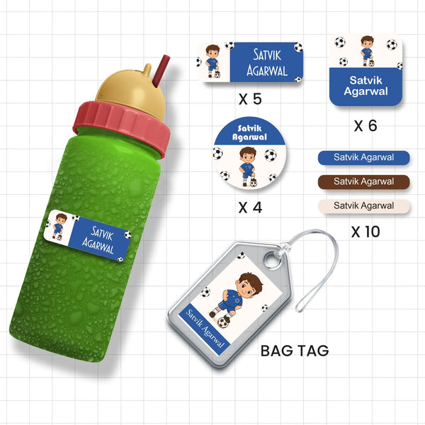 Assorted Shapes Waterproof Labels - Football Theme - Chatterbox Labels-Personalised Waterproof Stickers - Opaque