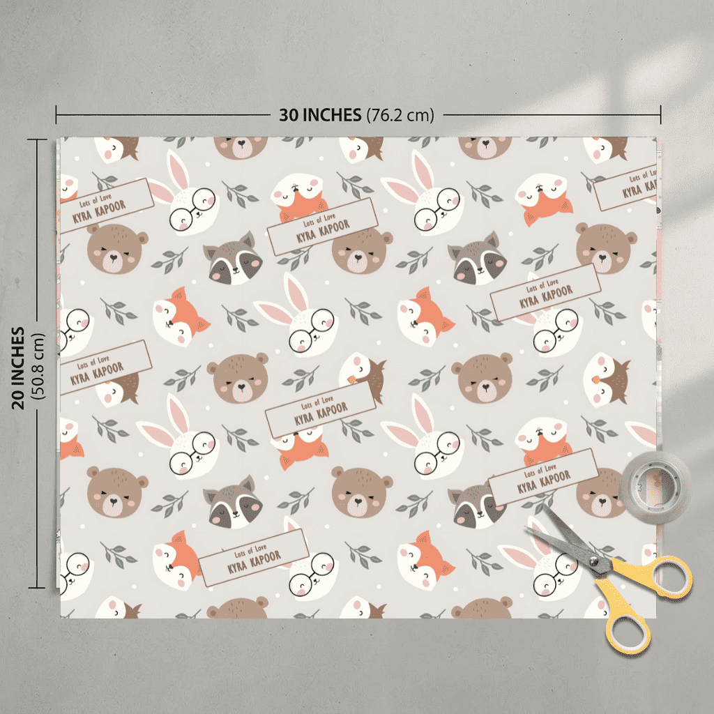 Custom Gift Wrapping Paper for Kids - Furry Faces - Chatterbox Labels - Wrapping Paper