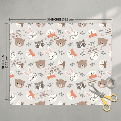 Custom Gift Wrapping Paper for Kids - Furry Faces - Chatterbox Labels - Wrapping Paper