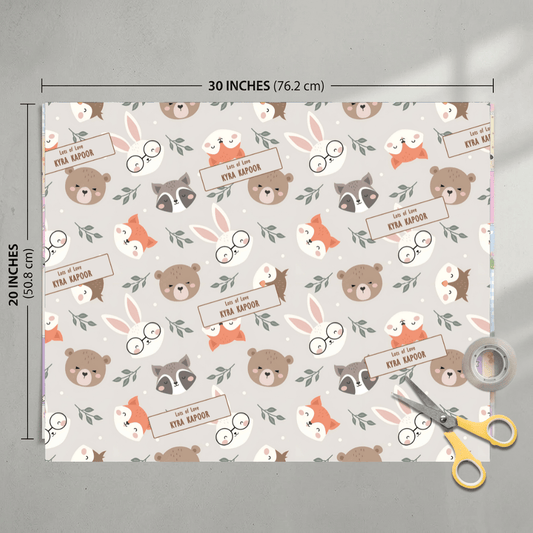 Custom Gift Wrapping Paper for Kids - Furry Faces - Chatterbox Labels - Wrapping Paper