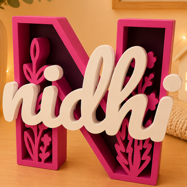 Floral Bloom Personalised 3D Printed Name Stand