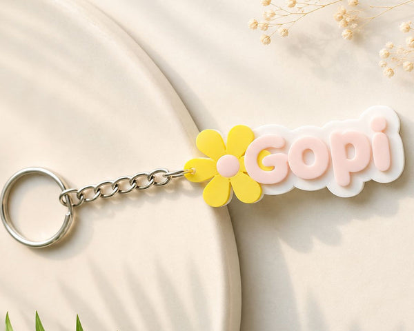Personalised Floral Name Keychain