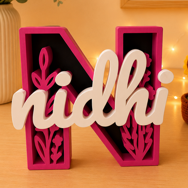 Floral Bloom Personalised 3D Printed Name Stand