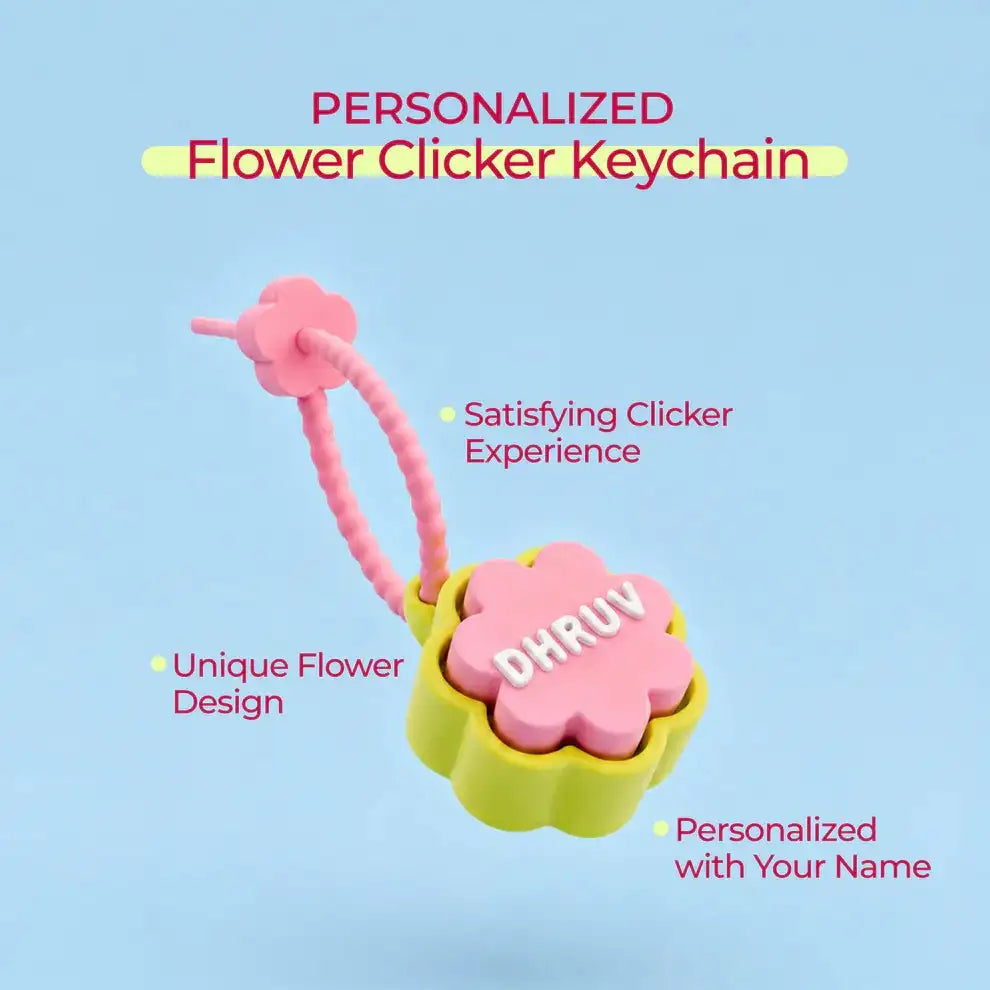 Personalised Floral Clicker Name Keychain - Chatterbox Labels-Keychain