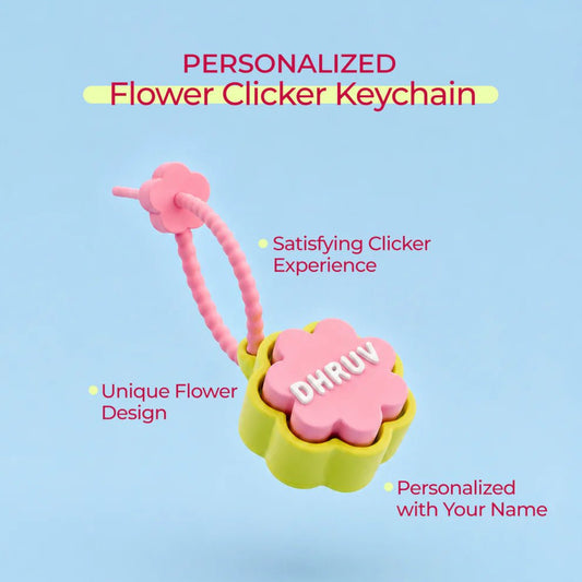 Personalised Floral Clicker Name Keychain - Chatterbox Labels-Keychain