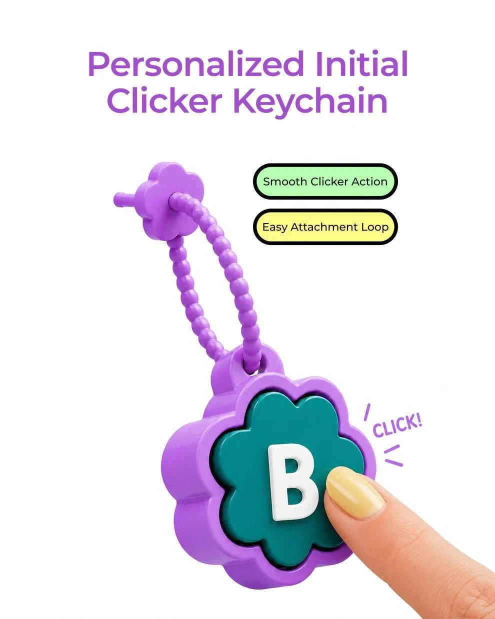 Personalised Floral Clicker Name Keychain - Chatterbox Labels-Keychain