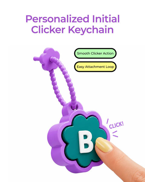 Personalised Floral Clicker Name Keychain - Chatterbox Labels-Keychain