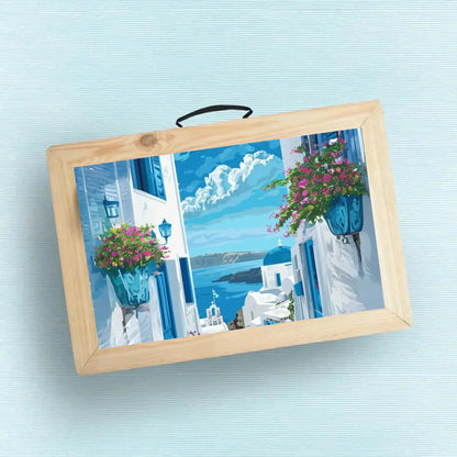 Custom Folding Desk - Mediterranean Skies Design - Chatterbox Labels - Folding Table