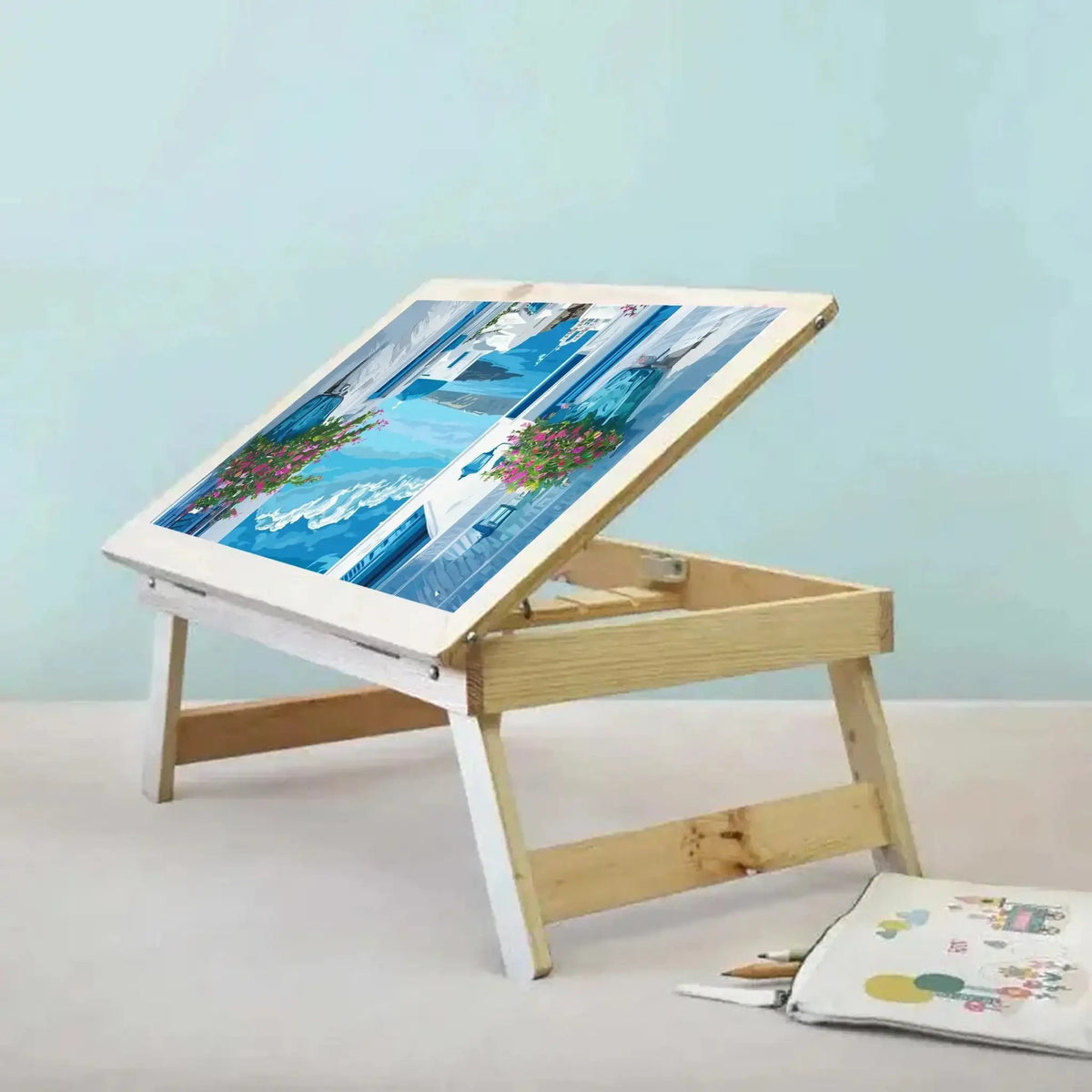 Custom Folding Desk - Mediterranean Skies Design - Chatterbox Labels - Folding Table