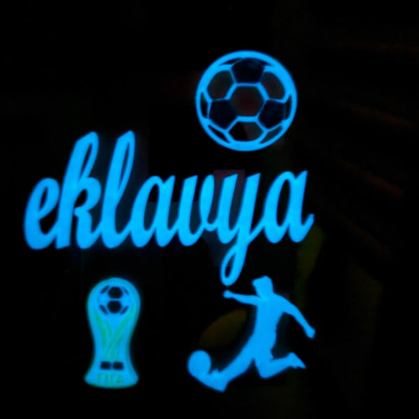 Personalised Name Stand & Pen Holder Football Glow in the Dark - Chatterbox Labels-3D Printed Gifts