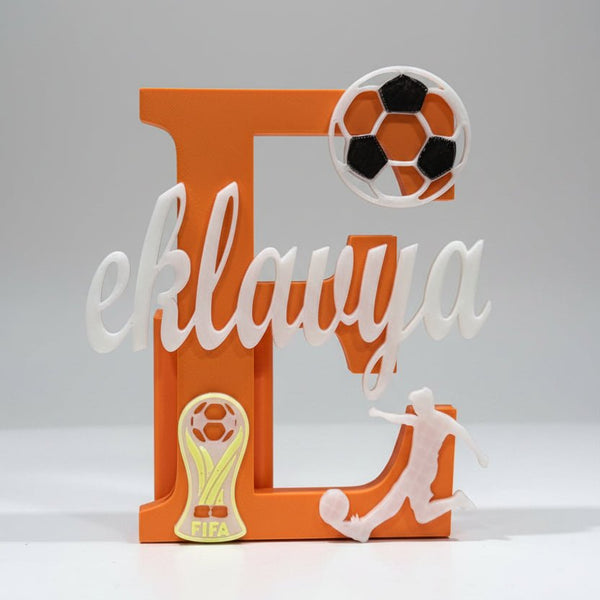 Personalised Name Stand & Pen Holder Football Glow in the Dark - Chatterbox Labels-3D Printed Gifts