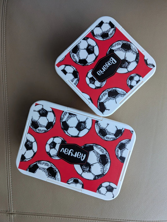 Custom Snack Box & Lunch Box for kids - Football Design - Chatterbox Labels - Lunch Box