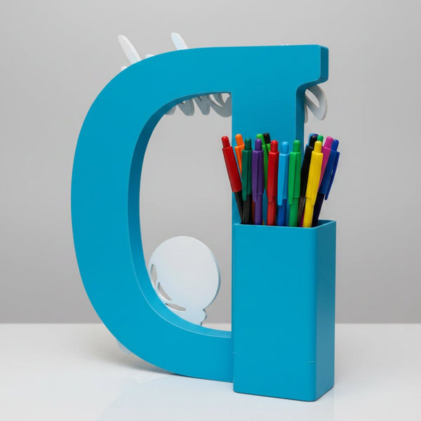Personalised Name Stand & Pen Holder Football - Chatterbox Labels-3D Printed Gifts