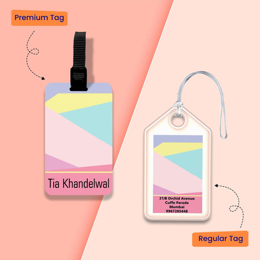 Personalized Bag Tags for Kids - Set of 5 - Geometric design - Chatterbox Labels - Bag Tags