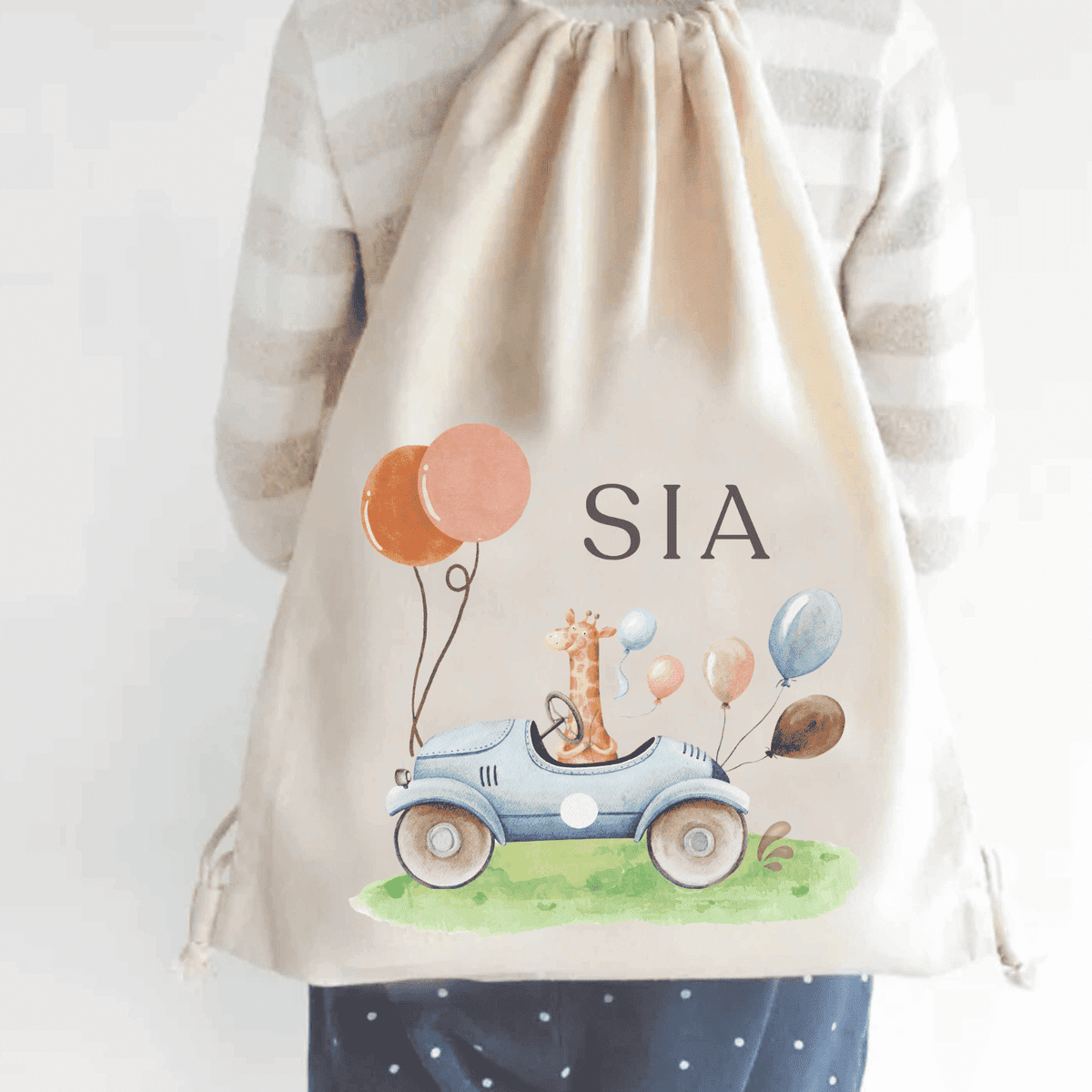 Custom Drawstring Bag - Giraffe Getaway - Chatterbox Labels - Drawstring Bag