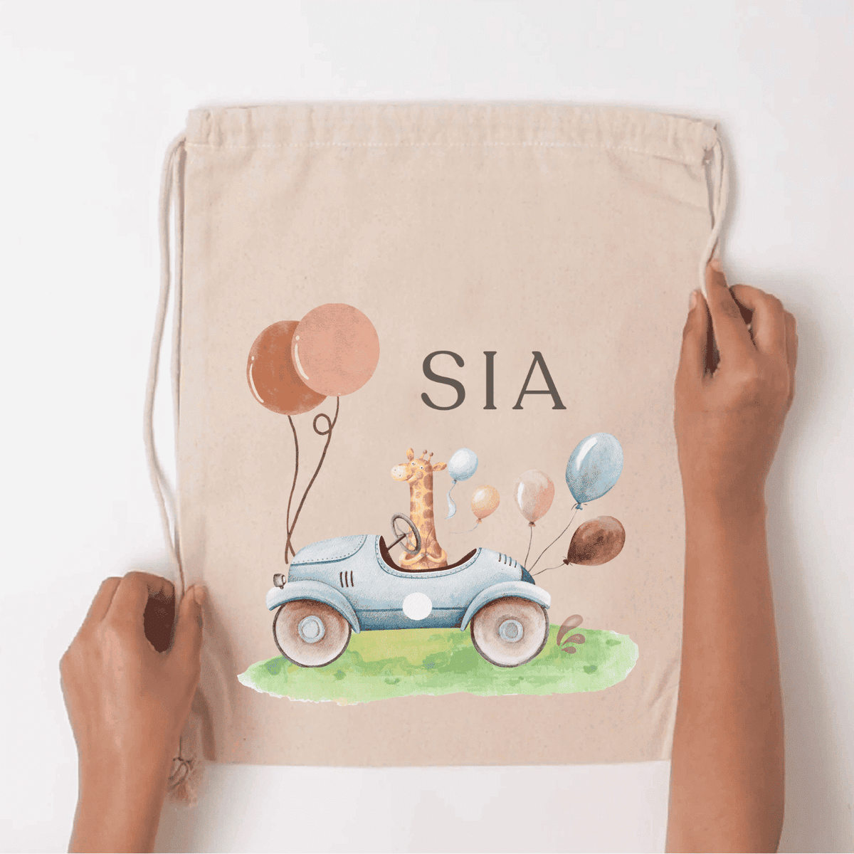 Custom Drawstring Bag - Giraffe Getaway - Chatterbox Labels - Drawstring Bag